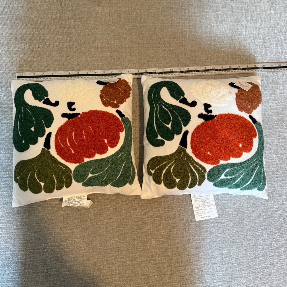 2 pc Harvest Throw Pillow Pumpkin Gourd Autumn‎ Multiolor